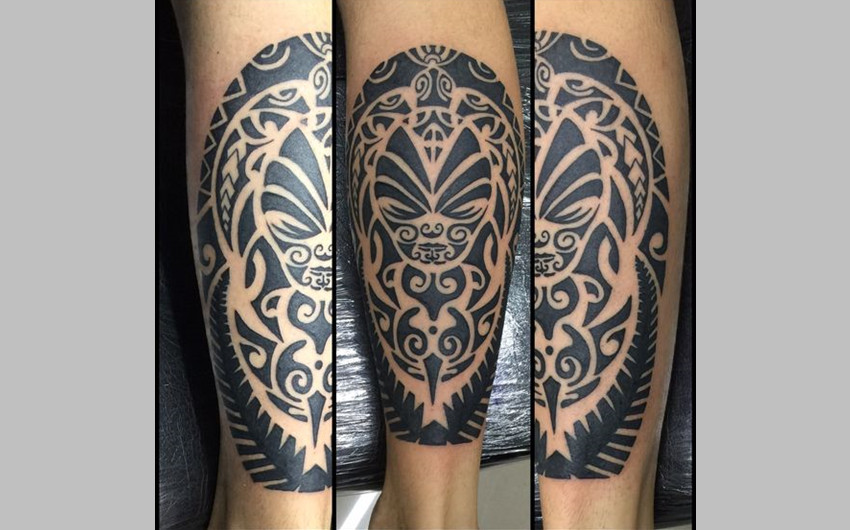 Polynesian Tribal Sleeve with Tiki Masks